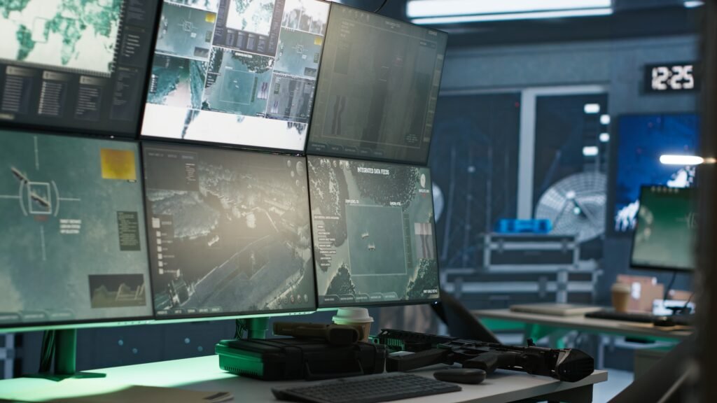 close up of screens in empty control center housing missile defense system close up of screens in empty control center housing missile defense system